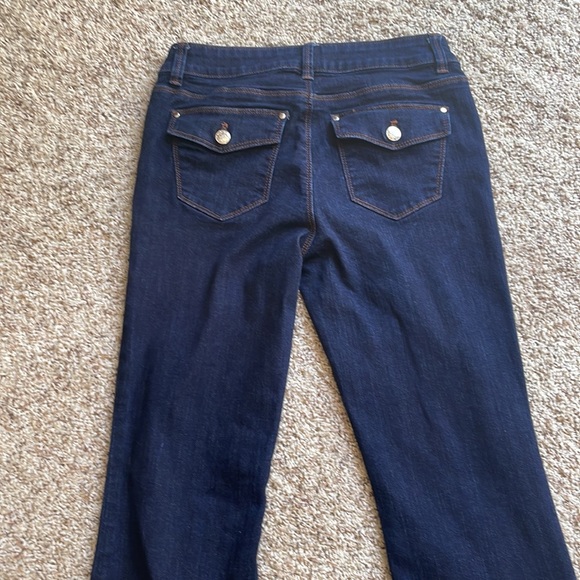 White House Black Market skinny flare four regular dark blue jeans - Picture 2 of 9